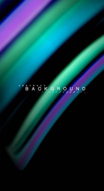 Dalga satırları sıvı gökkuşağı tarzı renk çizgili siyah arka plan üzerine soyut. Sunum, app duvar kağıdı, başlık sayfası veya poster için sanatsal illüstrasyon