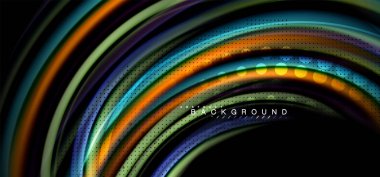 Siyah arka plan üzerinde renkli dalga satırları