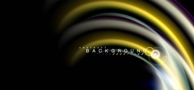 Siyah, sıvı üzerinde renk parlak ışık efektleri çok renkli dalgalı şekil stil