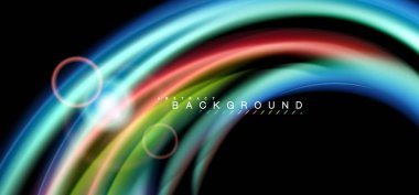 Siyah, sıvı üzerinde renk parlak ışık efektleri çok renkli dalgalı şekil stil