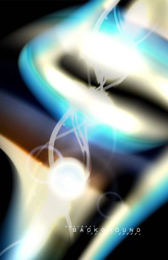 Siyah, sıvı üzerinde renk parlak ışık efektleri çok renkli dalgalı şekil stil