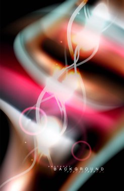 Siyah, sıvı üzerinde renk parlak ışık efektleri çok renkli dalgalı şekil stil