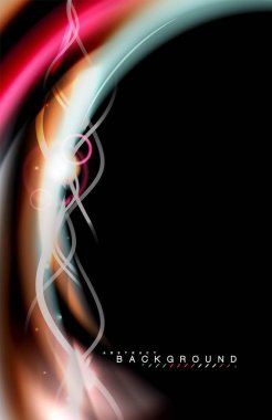 Siyah, sıvı üzerinde renk parlak ışık efektleri çok renkli dalgalı şekil stil