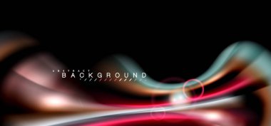 Siyah, sıvı üzerinde renk parlak ışık efektleri çok renkli dalgalı şekil stil