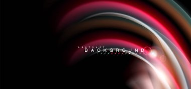 Siyah, sıvı üzerinde renk parlak ışık efektleri çok renkli dalgalı şekil stil