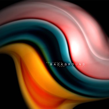 Sıvı karıştırma renkler dalga arka plan tasarlamak vektör. Renkli örgü dalgalar. Vektör çizim