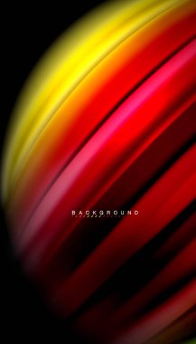 Siyah arkaplanda soyut dalga çizgileri sıvı gökkuşağı stili renk çizgileri