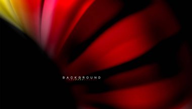 Siyah arkaplanda soyut dalga çizgileri sıvı gökkuşağı stili renk çizgileri