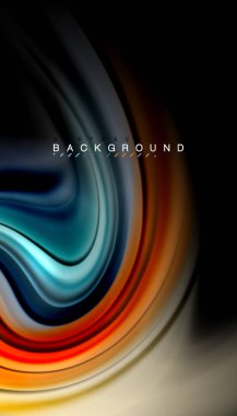 Siyah arkaplanda soyut dalga çizgileri sıvı gökkuşağı stili renk çizgileri