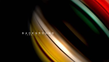 Siyah arkaplanda soyut dalga çizgileri sıvı gökkuşağı stili renk çizgileri