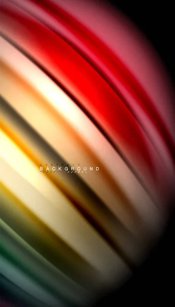 Líneas de onda abstractas fluidas rayas de color de estilo arco iris sobre fondo negro — Vector de stock