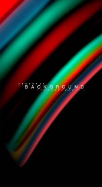 Dalga satırları sıvı gökkuşağı tarzı renk çizgili siyah arka plan üzerine soyut. Sunum, app duvar kağıdı, başlık sayfası veya poster için sanatsal illüstrasyon