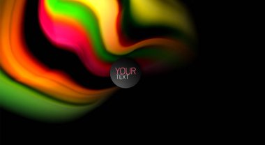 Dalga satırları sıvı gökkuşağı tarzı renk çizgili siyah arka plan üzerine soyut. Sunum, app duvar kağıdı, başlık sayfası veya poster için sanatsal illüstrasyon