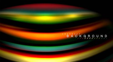 Dalga satırları sıvı gökkuşağı tarzı renk çizgili siyah arka plan üzerine soyut. Sunum, app duvar kağıdı, başlık sayfası veya poster için sanatsal illüstrasyon