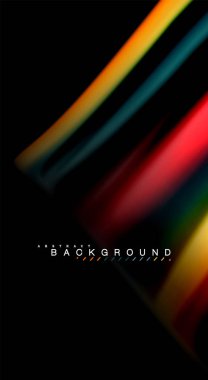 Dalga satırları sıvı gökkuşağı tarzı renk çizgili siyah arka plan üzerine soyut. Sunum, app duvar kağıdı, başlık sayfası veya poster için sanatsal illüstrasyon