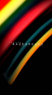 Dalga satırları sıvı gökkuşağı tarzı renk çizgili siyah arka plan üzerine soyut. Sunum, app duvar kağıdı, başlık sayfası veya poster için sanatsal illüstrasyon