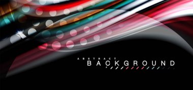 Siyah arka plan üzerinde renkli dalga satırları