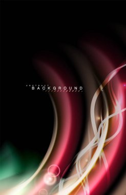 Siyah, sıvı üzerinde renk parlak ışık efektleri çok renkli dalgalı şekil stil