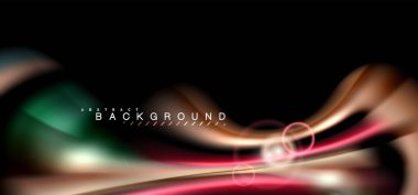 Siyah, sıvı üzerinde renk parlak ışık efektleri çok renkli dalgalı şekil stil