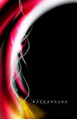 Siyah, sıvı üzerinde renk parlak ışık efektleri çok renkli dalgalı şekil stil