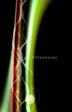 Siyah, sıvı üzerinde renk parlak ışık efektleri çok renkli dalgalı şekil stil