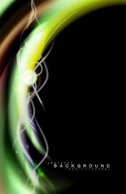 Siyah, sıvı üzerinde renk parlak ışık efektleri çok renkli dalgalı şekil stil