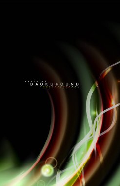 Siyah, sıvı üzerinde renk parlak ışık efektleri çok renkli dalgalı şekil stil