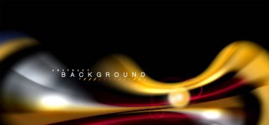 Siyah, sıvı üzerinde renk parlak ışık efektleri çok renkli dalgalı şekil stil