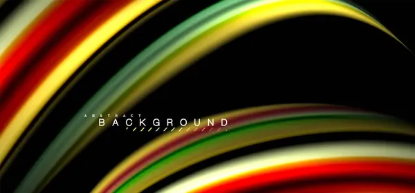 Multicolor líneas de onda en el diseño de fondo negro — Archivo Imágenes Vectoriales