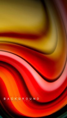 Siyah arkaplanda soyut dalga çizgileri sıvı gökkuşağı stili renk çizgileri