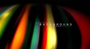 Dalga satırları sıvı gökkuşağı tarzı renk çizgili siyah arka plan üzerine soyut. Sunum, app duvar kağıdı, başlık sayfası veya poster için sanatsal illüstrasyon