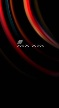 Dalga satırları sıvı gökkuşağı tarzı renk çizgili siyah arka plan üzerine soyut. Sunum, app duvar kağıdı, başlık sayfası veya poster için sanatsal illüstrasyon