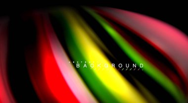 Dalga satırları sıvı gökkuşağı tarzı renk çizgili siyah arka plan üzerine soyut. Sunum, app duvar kağıdı, başlık sayfası veya poster için sanatsal illüstrasyon