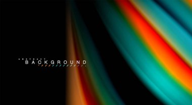 Dalga satırları sıvı gökkuşağı tarzı renk çizgili siyah arka plan üzerine soyut. Sunum, app duvar kağıdı, başlık sayfası veya poster için sanatsal illüstrasyon