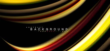 Siyah arka plan üzerinde renkli dalga satırları