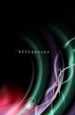 Siyah, sıvı üzerinde renk parlak ışık efektleri çok renkli dalgalı şekil stil