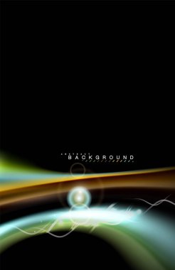 Siyah, sıvı üzerinde renk parlak ışık efektleri çok renkli dalgalı şekil stil