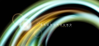 Siyah, sıvı üzerinde renk parlak ışık efektleri çok renkli dalgalı şekil stil