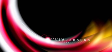 Siyah, sıvı üzerinde renk parlak ışık efektleri çok renkli dalgalı şekil stil