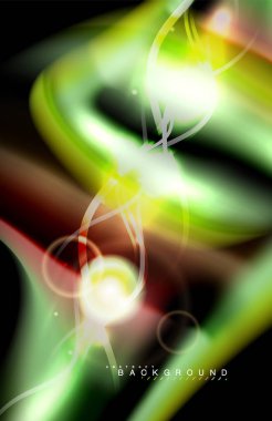 Siyah, sıvı üzerinde renk parlak ışık efektleri çok renkli dalgalı şekil stil