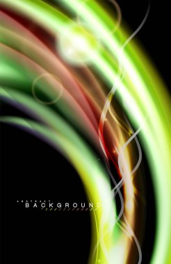 Siyah, sıvı üzerinde renk parlak ışık efektleri çok renkli dalgalı şekil stil