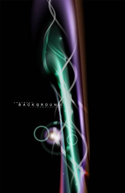 Siyah, sıvı üzerinde renk parlak ışık efektleri çok renkli dalgalı şekil stil