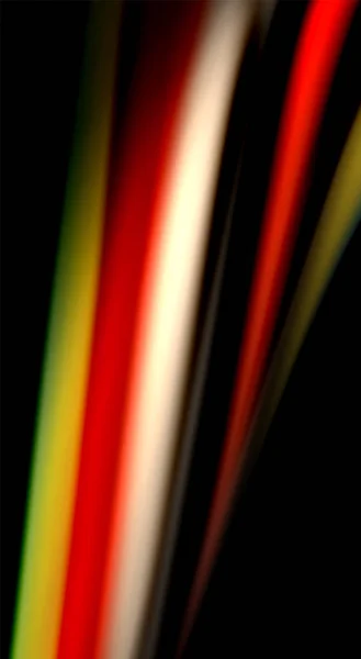 Fluidos colores del arco iris sobre fondo negro, líneas de onda vectorial y remolinos — Archivo Imágenes Vectoriales