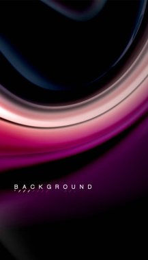 Siyah arkaplanda soyut dalga çizgileri sıvı gökkuşağı stili renk çizgileri