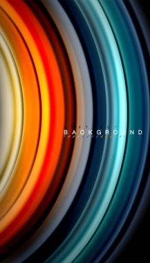 Siyah arkaplanda soyut dalga çizgileri sıvı gökkuşağı stili renk çizgileri