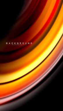 Siyah arkaplanda soyut dalga çizgileri sıvı gökkuşağı stili renk çizgileri