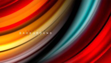 Siyah arkaplanda soyut dalga çizgileri sıvı gökkuşağı stili renk çizgileri