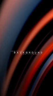 Sıvı gökkuşağı renkleri siyah arka plan üzerinde vektör dalga çizgiler ve kıvrımlar