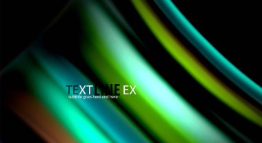 Dalga satırları sıvı gökkuşağı tarzı renk çizgili siyah arka plan üzerine soyut. Sunum, app duvar kağıdı, başlık sayfası veya poster için sanatsal illüstrasyon