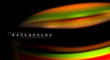 Dalga satırları sıvı gökkuşağı tarzı renk çizgili siyah arka plan üzerine soyut. Sunum, app duvar kağıdı, başlık sayfası veya poster için sanatsal illüstrasyon